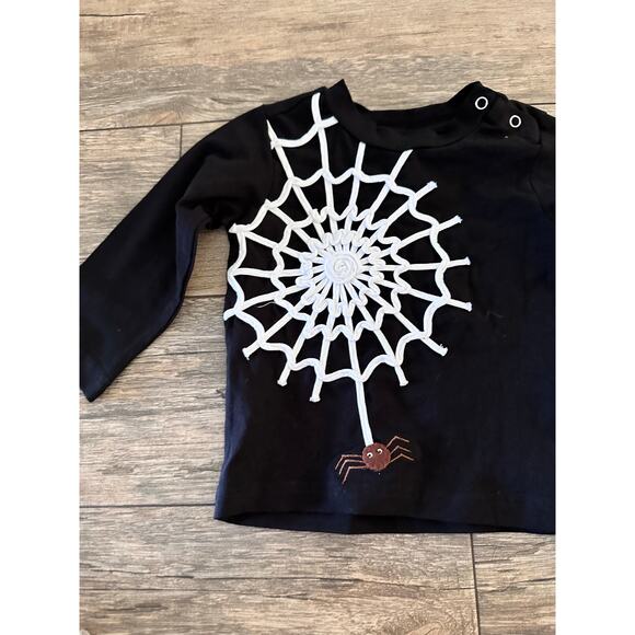 Cotton kids Black Halloween Spider Web Long-Sleeve T-Shirt Size 12M - Picture 5 of 5